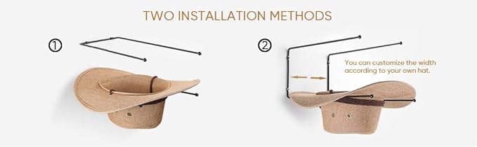 Taozun Cowboy Hat Rack - Cowboy Hat Holder DIY Hat Hangers for Wall Display, Black Hat Holder Organizer, 6 Pieces(A Beautiful