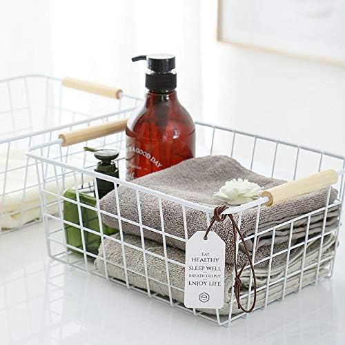 Kitchen Wire Baskets Farmhouse Decor Metal Food Storage Organizer,Household Refrigerator Bin with Built-in Handles for Cabine