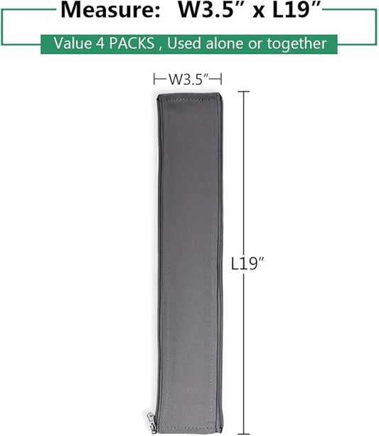 StangH Cable Management Sleeve Organizer - 19 Inch Home and Office Zip-up Cable Sleeve Wire Organizer Flexible Cord Concealer Wrap, Electrical Cord Covers for TV/Computer/Desk, 4 Pieces -Grey