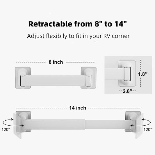 RV Shower Corner Storage Bars 3 Pack, Aluminum Adjustable Camper Shower Shelf Retainer Bars for Bathroom Storage and Organiza
