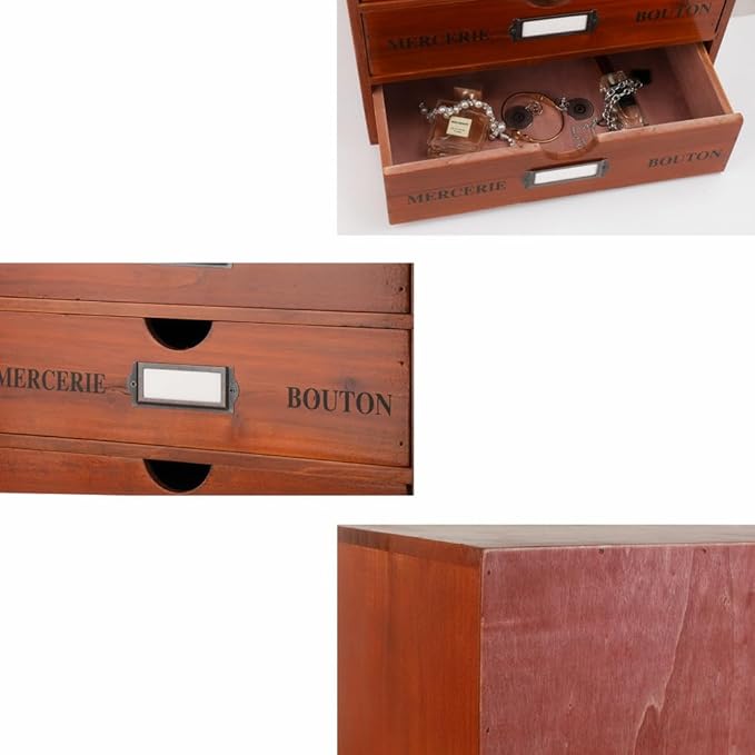 Wooden Storage Box Rustic Desktop Organizer with 3 Drawers Office Desk Accessories Shelf Large Craft Storage Containers Apoth