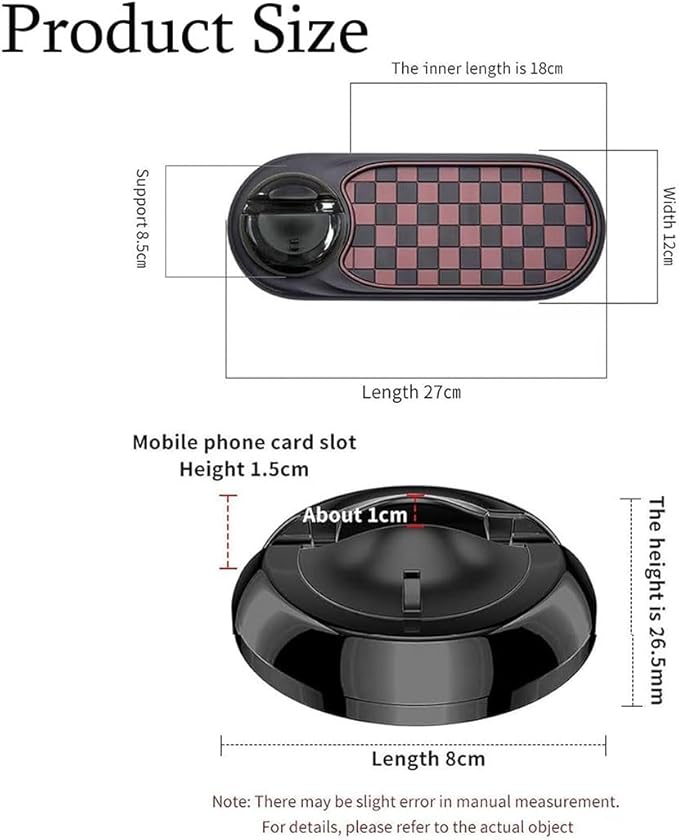 4-in-1 Multi-Functional Support Anti-Slip Pad, 360° Rotating Car Phone Holder Pad with Temporary Parking Number Plate, All-in