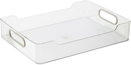 Oggi Cabinet/Drawer Storage Bin - 14" x 10", Clear/Gray, Ideal for Kitchen Organization, Pantry Storage, Fridge Organizing -