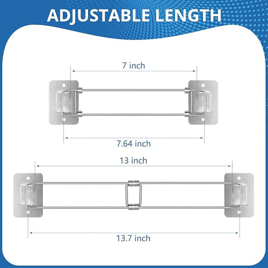 BOYISEN RV Shower Corner Storage Bar - Adjustable 7-13 Inch Stainless Steel Shower Shelves, Space-Saving Corner Shower Rod fo