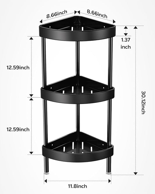 Nieifi Corner Shower Caddy Stand-3 Tier Rustproof Anodized Aluminum Standing Shower Organizer-Shower Caddy Corner-Dual Stabil