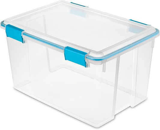 Sterilite 16-Pack Gasket Box, Weather-Resistant Storage Bins with Latching Lids, 54 Quart - Heavy-Duty Organizing Containers