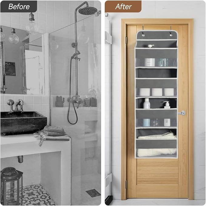2 Pack Over Door Organizer, Over The Door Storage, 4 Shelf Hanging Door Organizer with 6 Mesh Pockets, 35 lbs Capacity Hangin