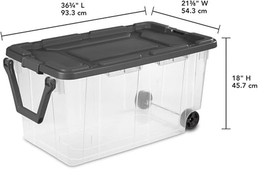 Sterilite 6-Pack Modular Stacker Box, Durable Clear Plastic Storage Bins with Latching Lids, 160 Quart - Stackable Organizing
