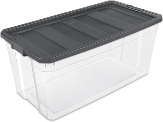 Sterilite 6-Pack Modular Stacker Box, Durable Clear Plastic Storage Bins with Latching Lids, 200 Quart - Stackable Organizing