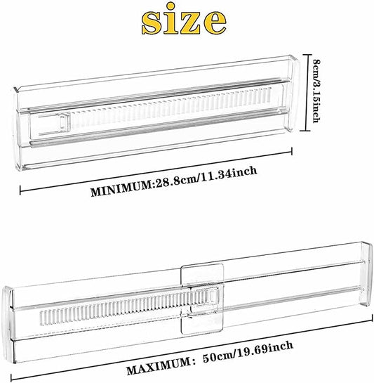 12 Pack Drawer Dividers for Clothes, 3.15" High 11.34"-19.69" Adjustable Expandable Dresser Drawer Organizer, Clear Plastic S