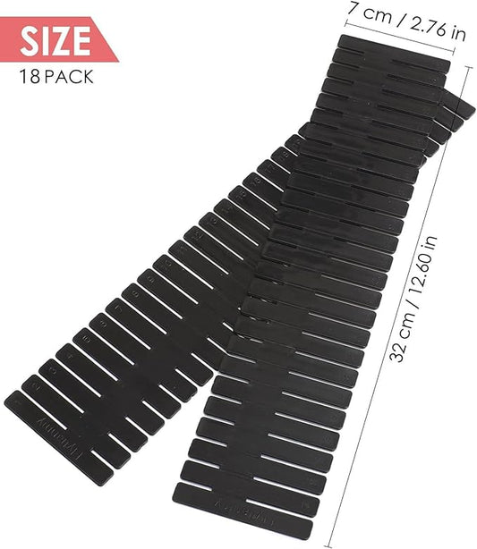 18Pcs Drawer Dividers, Adjustable Drawer Organizer for Socks, Underwear, Makeup, Can Help Tidy Kitchen, Bedroom, Dresser Blac