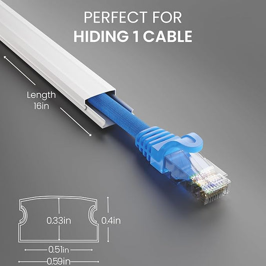 EVEO Cable Hider - One Cord Hider 300” Cord Cover Wall Cable Hider, Cable Concealer, Wire Hiders for TV on Wall. Cable Management, Cord Hider Cable Raceway Wire Covers for Cords (White, Small)