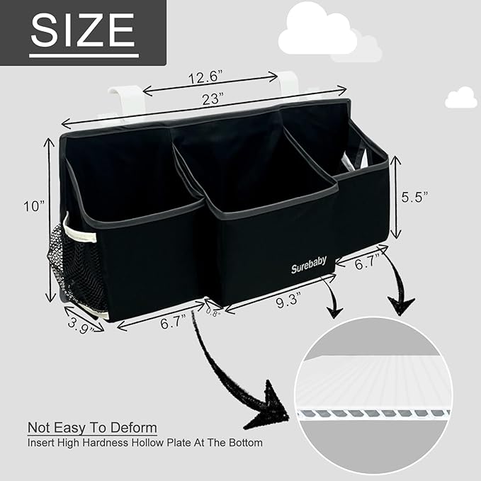 Hanging Baby Diaper Caddy, Single Sheet Dispensing Caddy Organizer Holder For Baby Crib, Nursery Organization Diaper Stacker