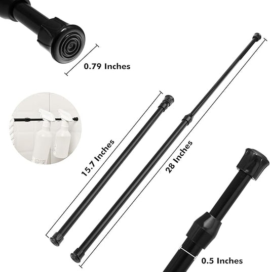 8 Packs Small Tension Rods 16 to 28 inch, Spring Loaded Curtain Rods, RV Refrigerator Tension Rod, RV Curtain Rod for Camper