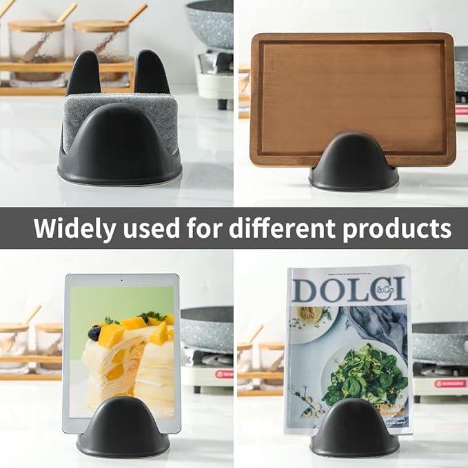 Nihow Pot Lid Holder: Stable Ceramic Pan Lid Holder for Kitchen Counter Decor/Counter top/Stove Top- Heat Resistant & Dishwasher Safe - Matte Black (1 PC)