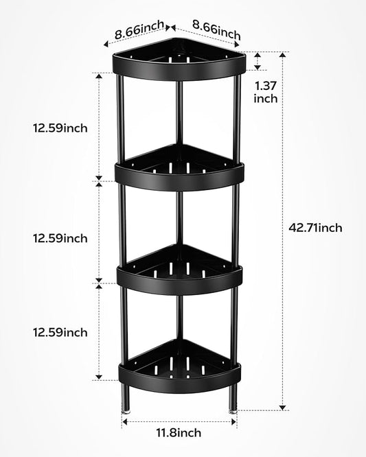 Nieifi Corner Shower Caddy Stand-4 Tier Rustproof Anodized Aluminum Standing Shower Organizer-Shower Caddy Corner-Dual Stabil