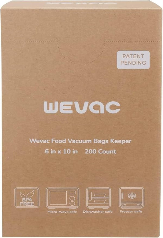 Wevac 6” x 10” 200 Count Food Vacuum Sealer Bags Keeper, PreCut Pint, Ideal for Food Saver, BPA Free, Commercial Grade, Great