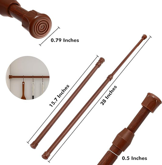 12 Packs Small Tension Rods 16 to 28 inch, Spring Loaded Curtain Rods, RV Refrigerator Tension Rod, RV Curtain Rod for Camper