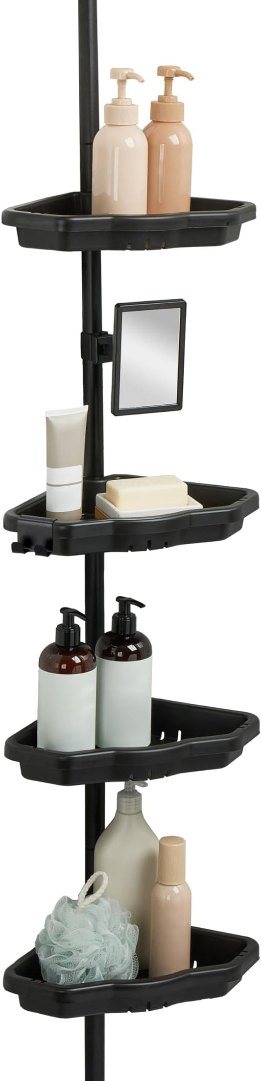 Bath Bliss 4 Tier Corner Shower Organizer | Shelves | Adjustable 4Ft-8Ft| Bathroom Organizer | Bathtub and Shower Shall | Hol