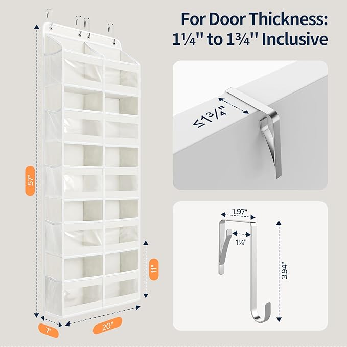 Yecaye 5-Tier Over The Door Organizer Dual-Column, 80lbs Load Extra Large Over the Door Storage of 10 Compartments, Heavy Dut