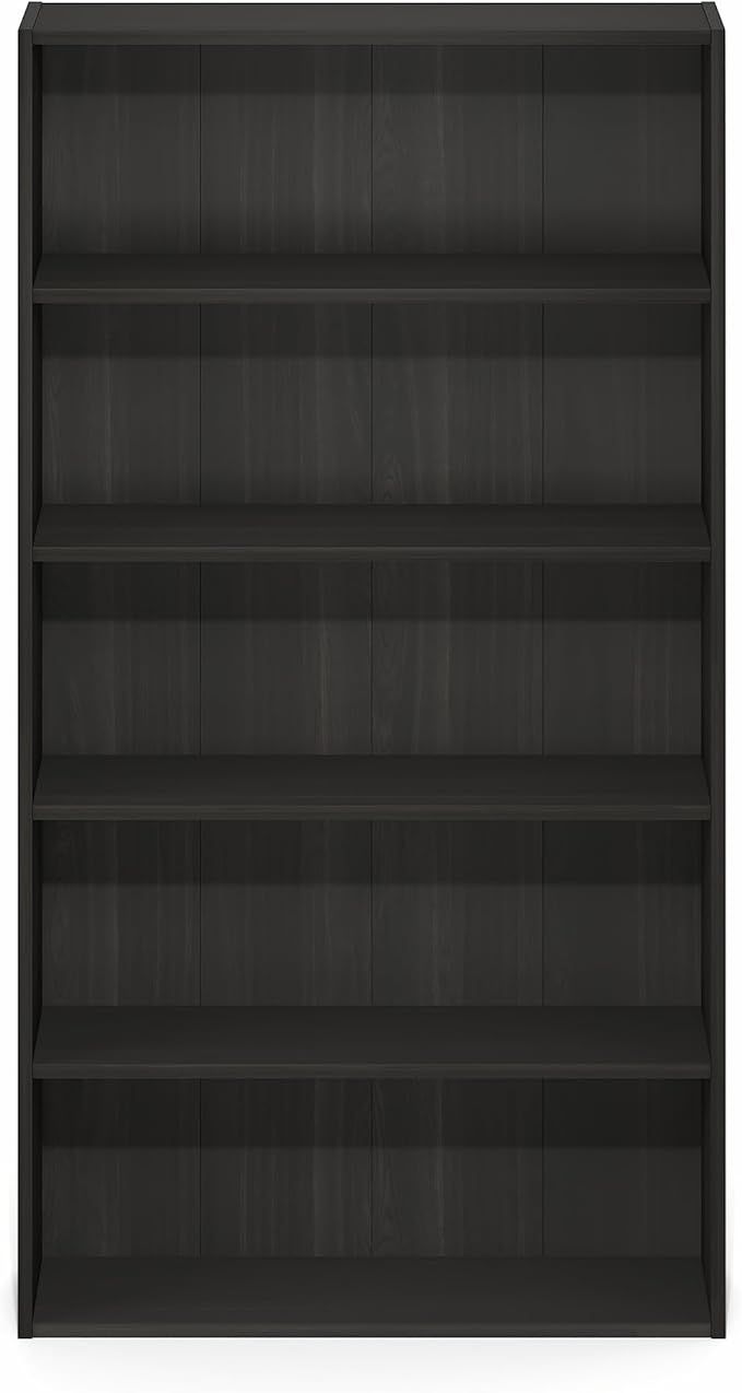 Furinno Basic Book Shelf, 5-Tier Bookshelf, Storage Organizer Bookcase with Open Shelf, 7 x 24 x 44, for Living Room, Bedroom
