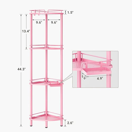 ELYKEN Corner Shower Caddy Standing, 4 Tier Rustproof Metal Shower Organizer with Soap Holder, Floor Shower Corner Shelf Rack