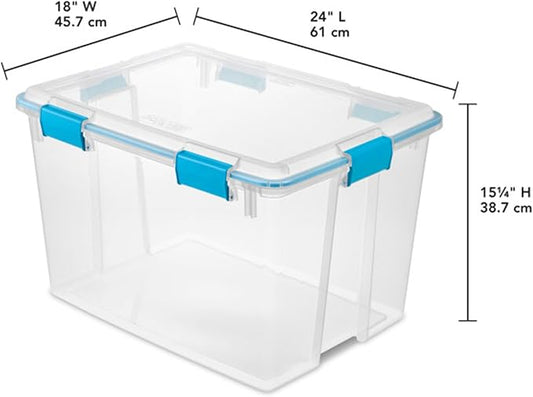 Sterilite 16-Pack Gasket Box, Weather-Resistant Storage Bins with Latching Lids, 80 Quart - Heavy-Duty Organizing Containers