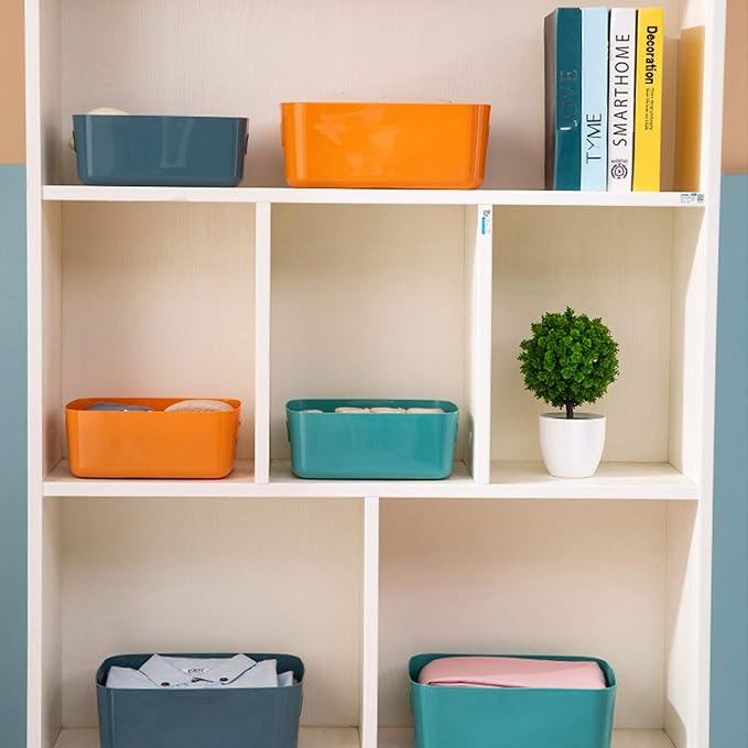 OWill 7 Pcs 2.1 L Plastic Storage Bins and Baskets for Efficient Home Classroom Organization Small Containers in Multicolour