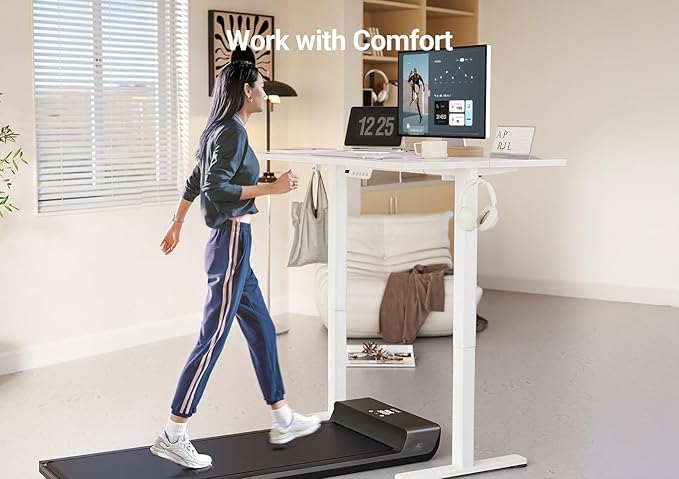 YDN Electric Standing Desk, 55 x 24 Inches Adjustable Height Stand up Desk with Cable Management, Home Office Desks with Splice Board & Frame, White Top