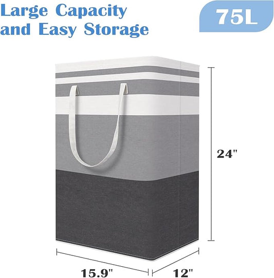 BlissTotes 3-Pack Laundry Basket, Freestanding&Waterproof Laundry Hamper, Collapsible Tall Clothes Hamper with Easy Carry Han