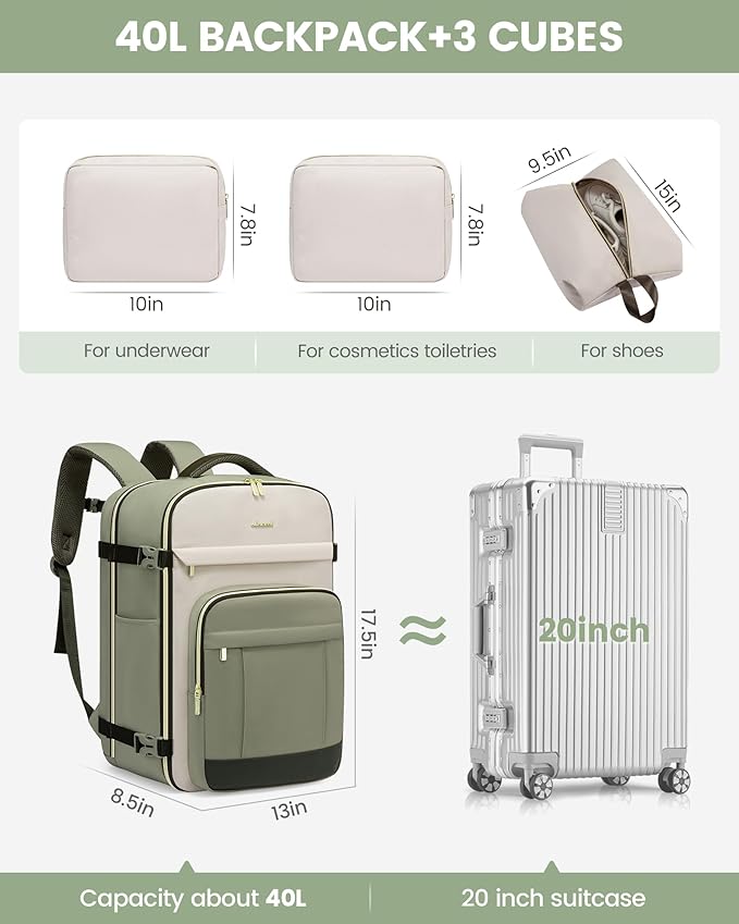 LOVEVOOK Travel Backpack for Women & Men - 17.3 Inch Carry On Backpack & Personal Item Backpack for Airlines, Spacious and Du