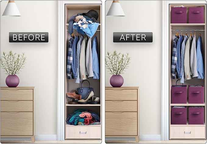 Sorbus Fabric Storage Cubes - 6 Foldable Storage Bins for Organizing Pantry, Cubbies, Toy Box - Clothes Storage & Closet Orga