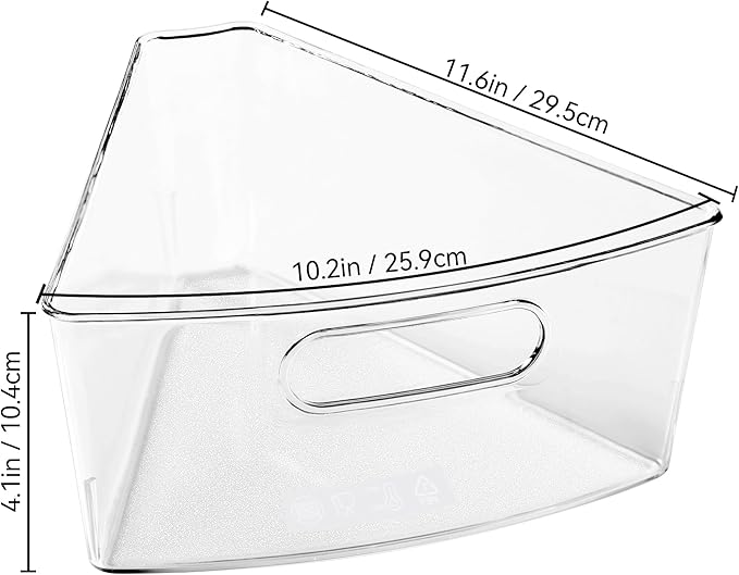 Oubonun Lazy Susan Organizers Set of 8, 11.6’’ x 10.2’’ x 4.1’' Plastic Transparent Kitchen Cabinet Storage Bins with Handle,