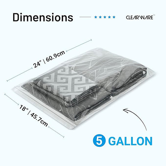 25 Large Storage Bags With Zipper Top - 5 Gallon Bags (18x24, 25, Count)