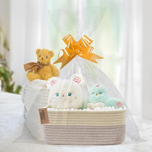 COMFY-HOMI 13" x 8.5" x 5.1" Storage Baskets for Organizing | Cotton Rope Woven Basket | Toy Storage Bin Box | Basket for She