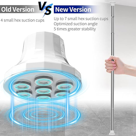 ZUNTO Shower Caddy Corner for Bathroom, Tension Pole, Adjustable 25in-114in Floor to Ceiling, Standing Shower Tension Rod Org