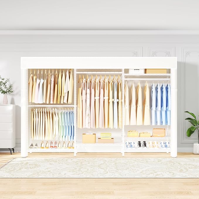 Ulif E13C Pro Heavy Duty Closet Organizer System,Freestanding Clothing Racks for Hanging Clothes,Adjustable Garment Rack 75"