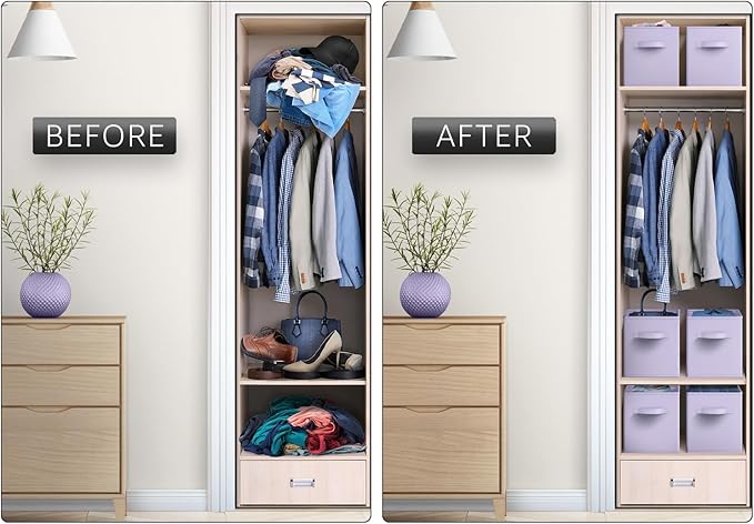 Sorbus Fabric Storage Cubes - 6 Foldable Storage Bins for Organizing Pantry, Cubbies, Toy Box - Clothes Storage & Closet Orga