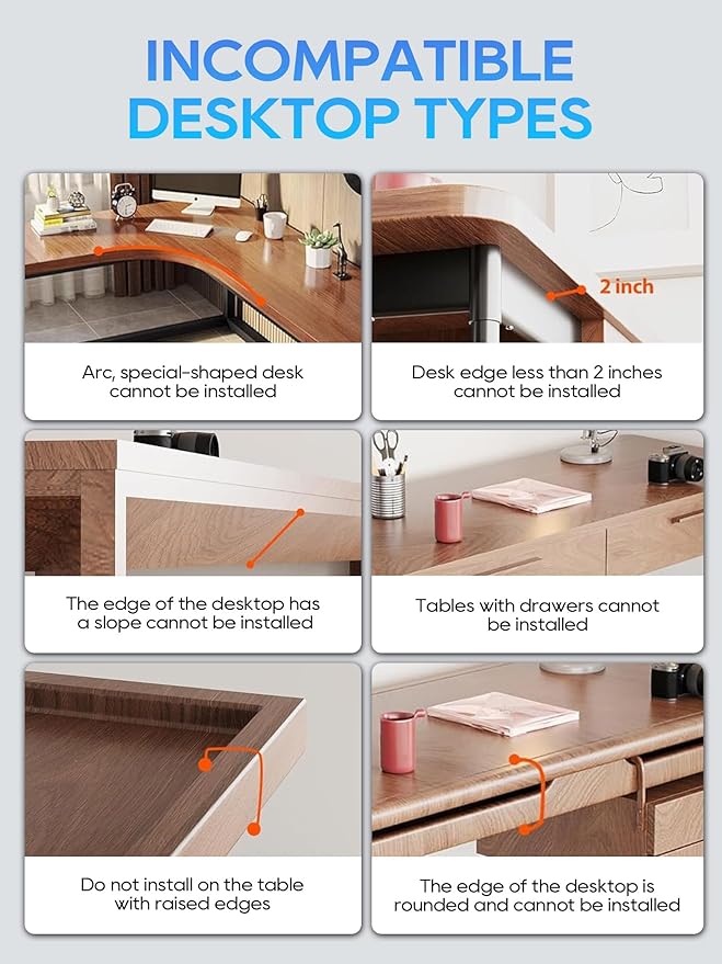 NODOCA No Drill Under Desk Cable Management Tray, 14'' Wire Management, Punch-Free Clamp on, Metal Cable Tray, Wire Organizer