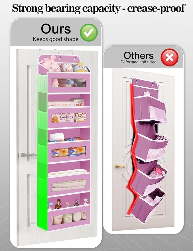 KYEVIS Over The Door Organizer, 5 Shelves Closet Door Hanging Organizer with 10 Mesh Pockets, Nursery Closet Organizer, Baby