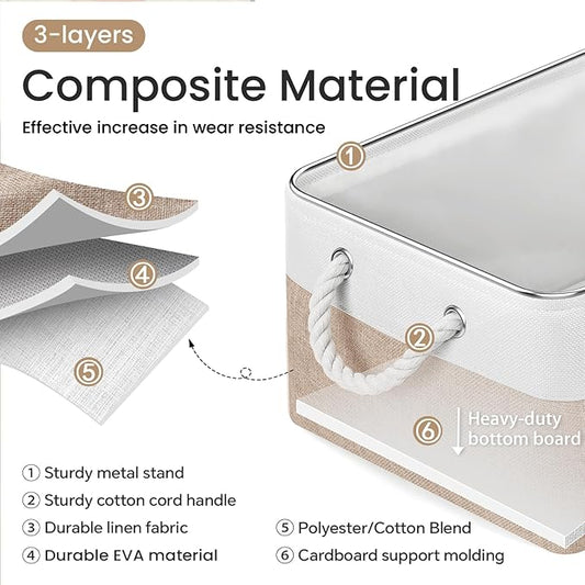 Large Storage Baskets- 15.7x11.8x8.26 inch Storage Bins for Shelves and Closet Organizing, Foldable Fabric Bin for Home Organ