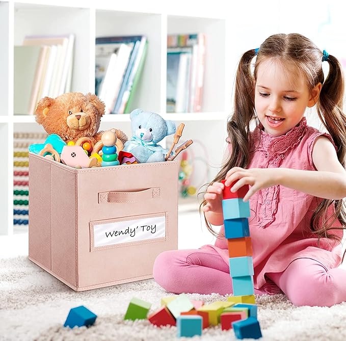 artsdi 13x13x13 storage cube bins(Set of 8) Fabric storage cubes with 8 Labels Window Cards & a Pen, storage cubes 13x13, Col