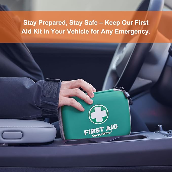 150 Pieces Mini First Aid Kit - Small Medical Kit with Hard Shell - Emergency First Aid Kit for Car, Travel, Home, Outdoor, O