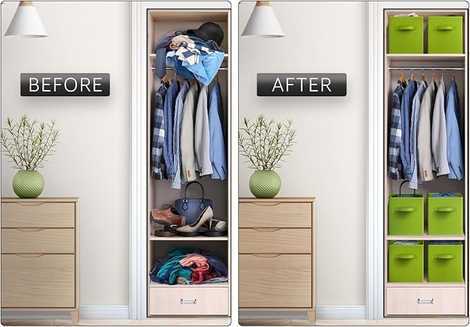 Sorbus Fabric Storage Cubes - 6 Foldable Storage Bins for Organizing Pantry, Cubbies, Toy Box - Clothes Storage & Closet Orga