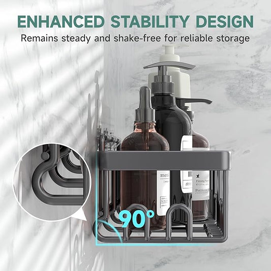 Veken Rustproof & Waterproof Shower Caddy 6-Pack, No Drilling Adhesive Shelves Rack with Soap Holder, Large Capacity Bathroom