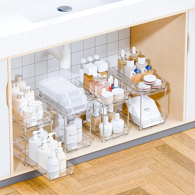 Yieach 2 Tier Pull Out Cabinet Organizer and Medicine Cabinet Storage for Supplement,Vitamin,Medication and Pill Bottle,10.4"