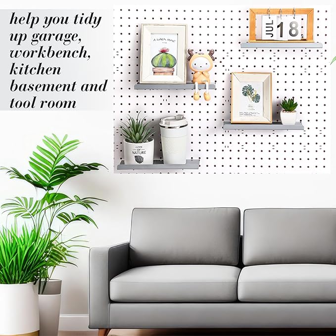 Beeveer 4 Pcs Pegboard Shelves Wall Organizer Brackets Pegboard Steel Tray Accessories Organizing Tools for Craft Garage Nurs