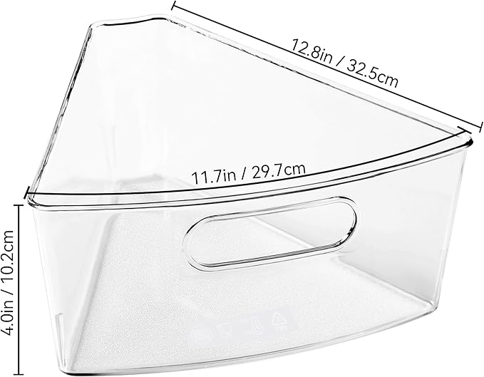 Oubonun Lazy Susan Organizers Set of 8, 12.8’’ x 11.7’’ x 4’’ Plastic Transparent Kitchen Cabinet Storage Bins with Handle, 4