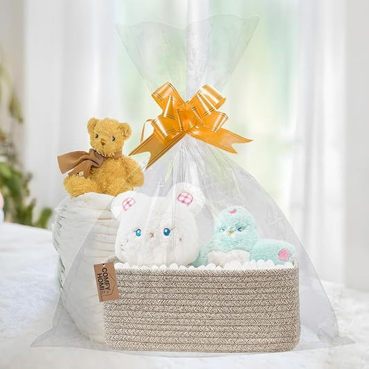 COMFY-HOMI 13" x 8.5" x 5.1" Storage Baskets for Organizing | Cotton Rope Woven Basket | Toy Storage Bin Box | Basket for She