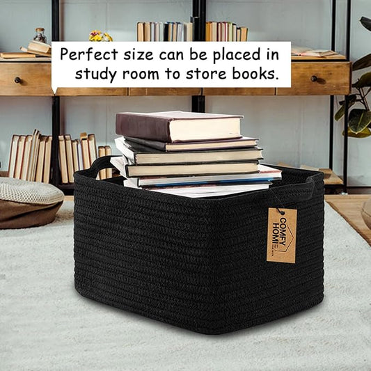COMFY-HOMI Storage Basket for Shelves, Woven Baskets for Storage, Cotton Rope Basket,Toy Storage Organizer, Storage Cube Bin,